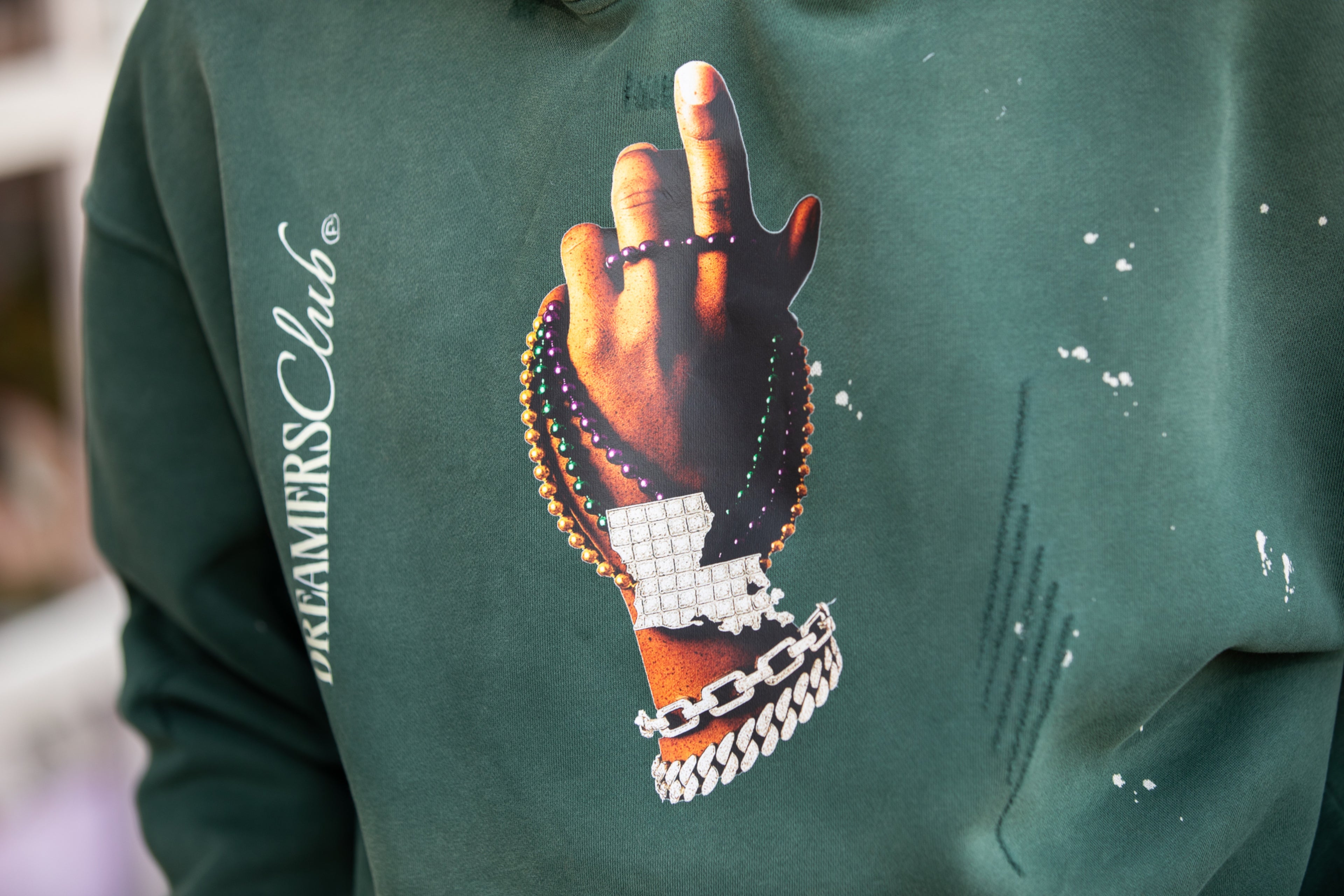 SECOND LINE™ Vintage Washed Frayed Fleece Hoodie